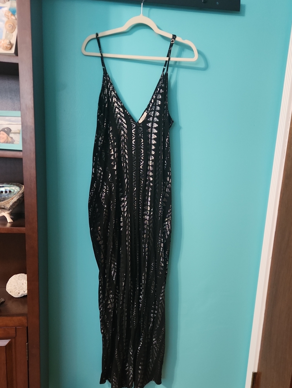 Elan Black Dress with Silver Metallic Threading